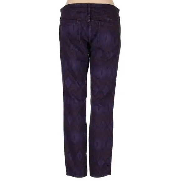 Free People Boho Printed Size 27 Purple Skinny Jeans - Picture 3 of 6
